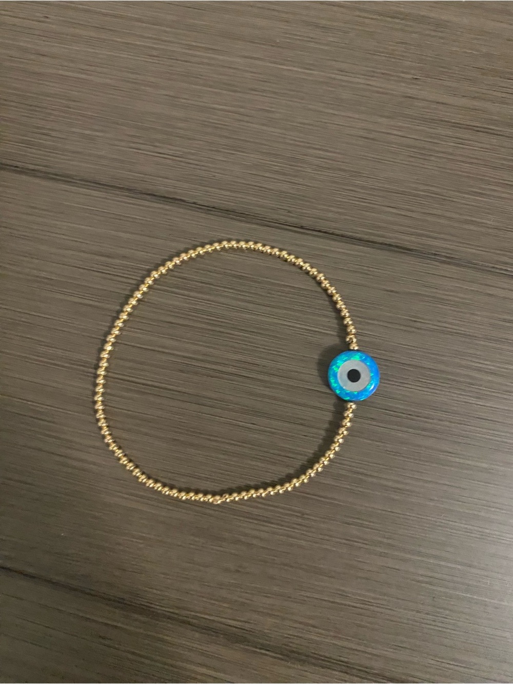 14K Gold 2mm beads & Opal evil eye